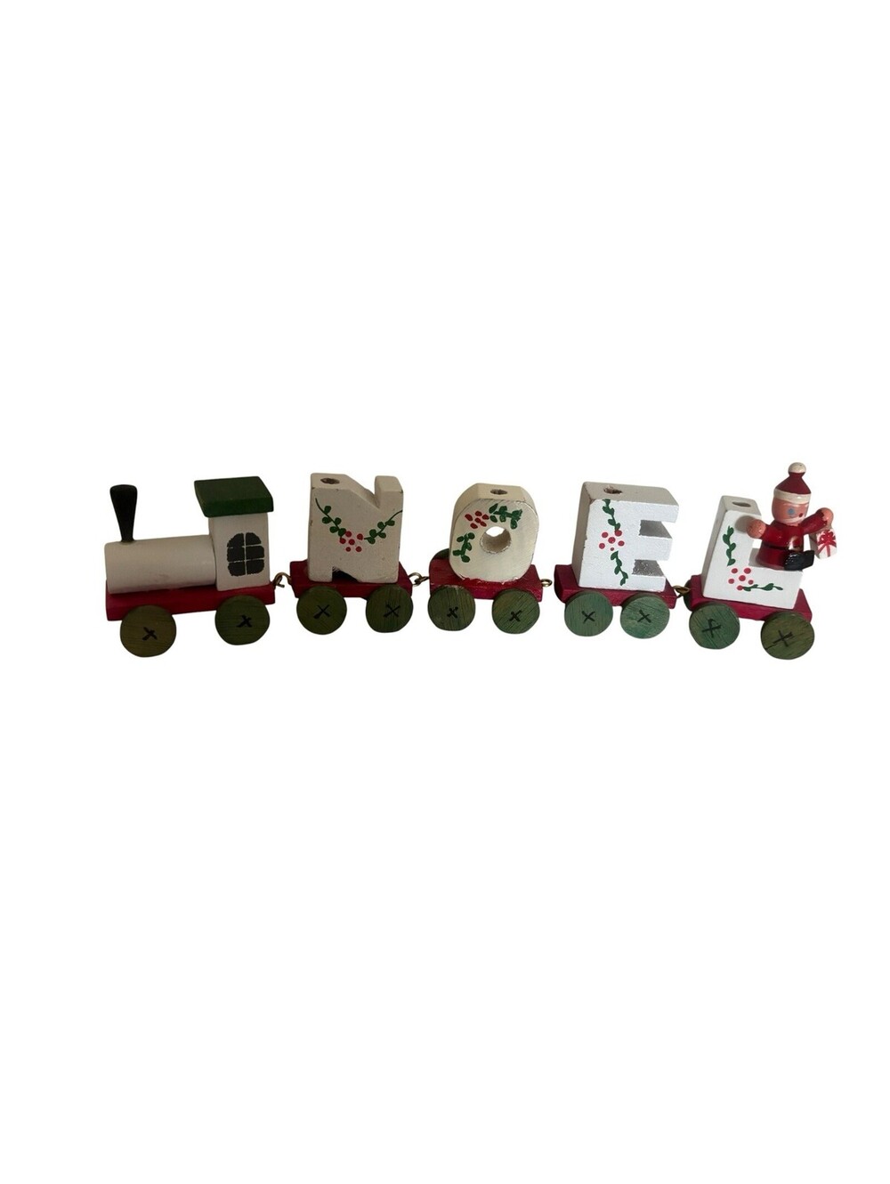 Vintage Christmas Wooden Noel Holiday Candle Train In Original Box No Candles